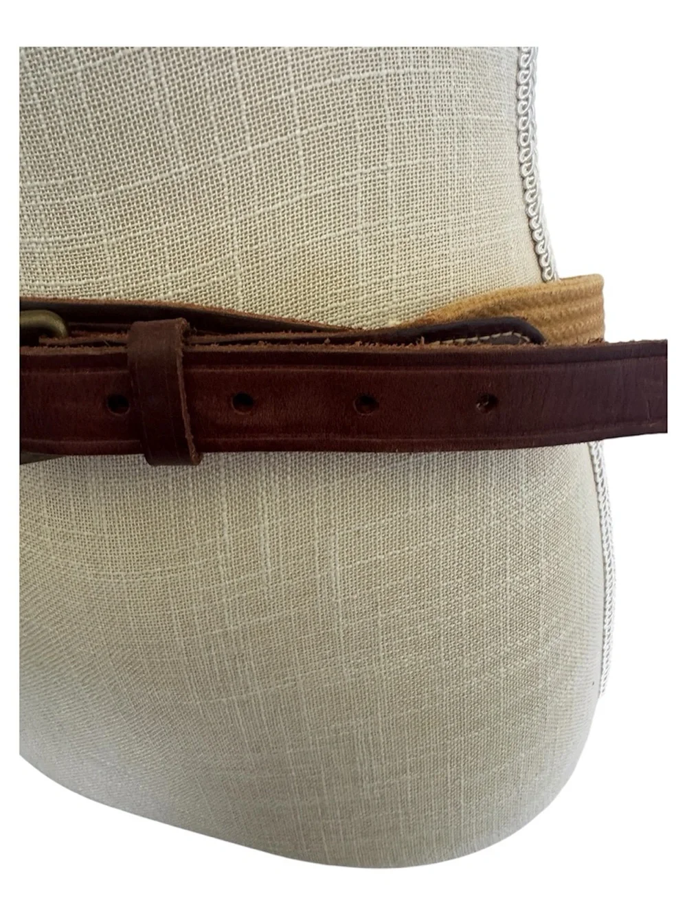 Polo Ralph Lauren Mens Vintage Brown Leather Tan Stretch Belt Size 34/85 RL Logo